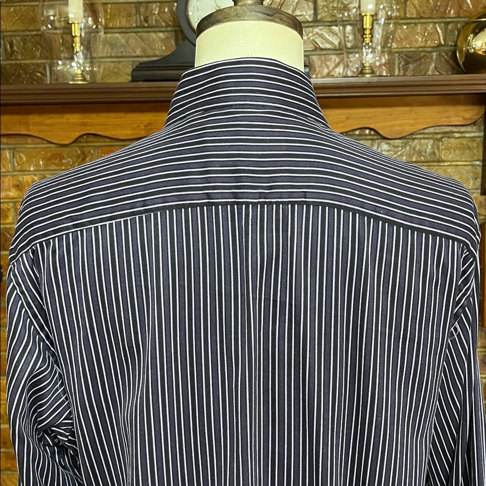 -Bugatchi Uomo Black w/Purple & Grey Button-Down w/Flip Cuffs & Collar L/S Sz XL - Picture 12 of 14